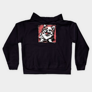 Retro Art Pomeranian Dog Lover Kids Hoodie